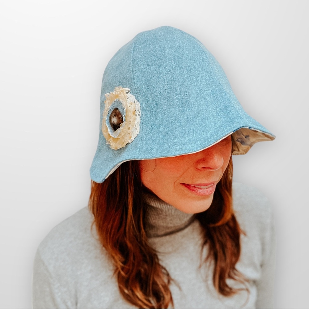 ♻️ Upcycle Summer Bucket Hats Spring Hat Reversible Womens Small Eco-Friendly